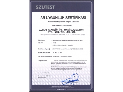 YANGIN/SIZDIRMAZLIK BELGESİ